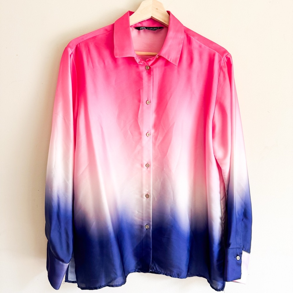 Zara Ombré Pink Shirt Size Small‎
